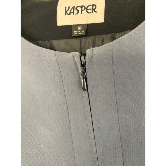 Kasper Zip Relaxed 2-Piece Gray Pant Suit Size 16 Cuffable HR Wide Leg 7636 GUC - Picture 6 of 15